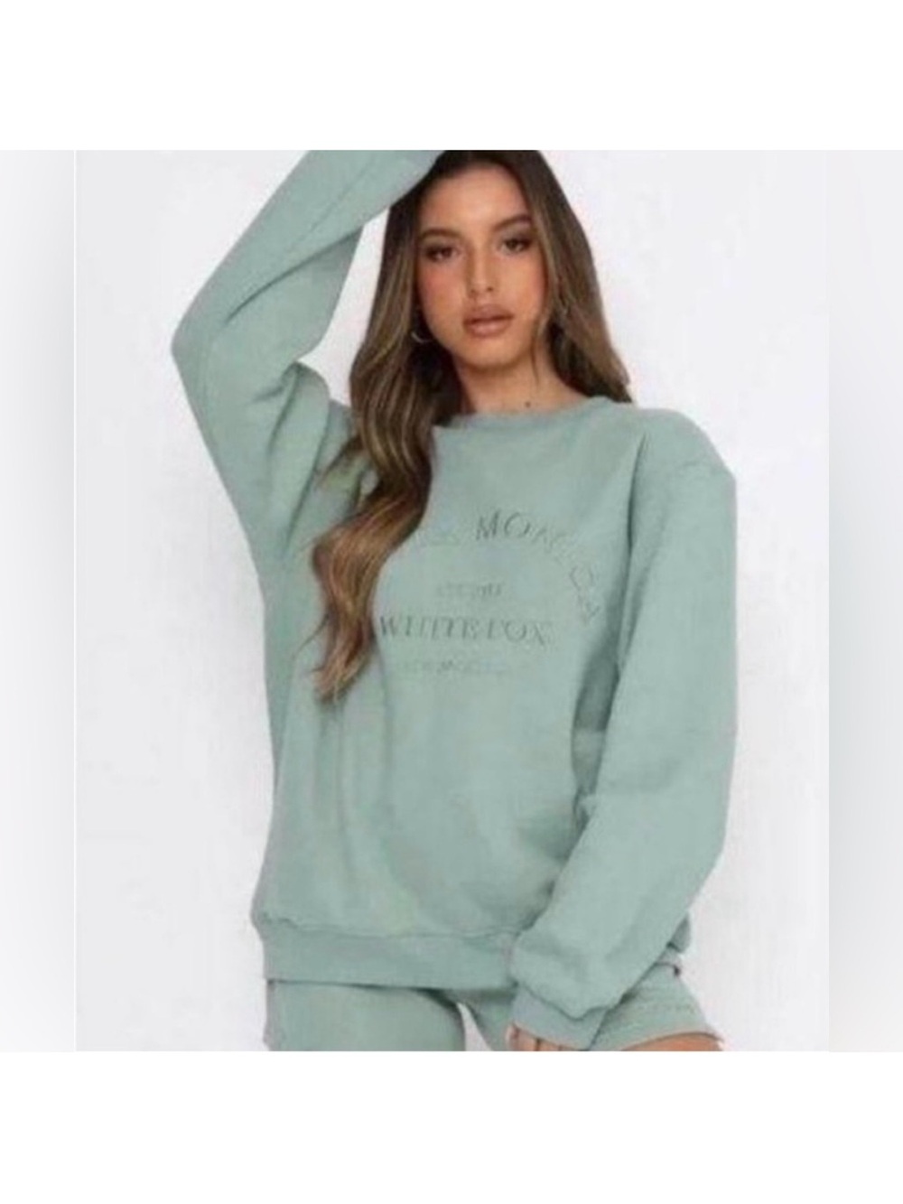 White Fox Sage Green Oversized Crewneck - Size S/M. Matching shorts available!